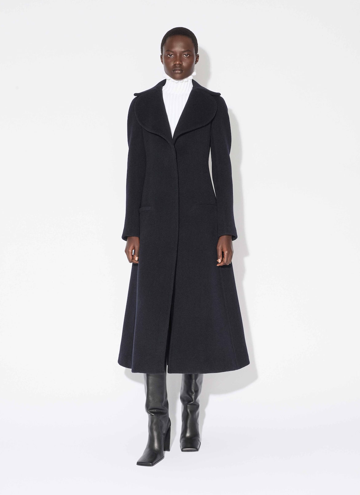 CINCHED WOOL COAT ALAÏA MARINE CINCHED WOOL COAT